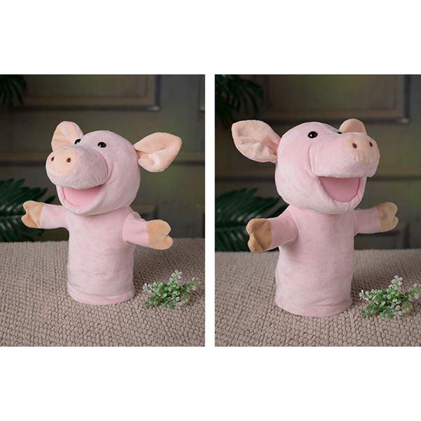 LingTong Hand Puppet Plush Hand Dancing Animal Doll Animal Hand Puppet Emotional Educational Toy Puppet Puppet Props Pig