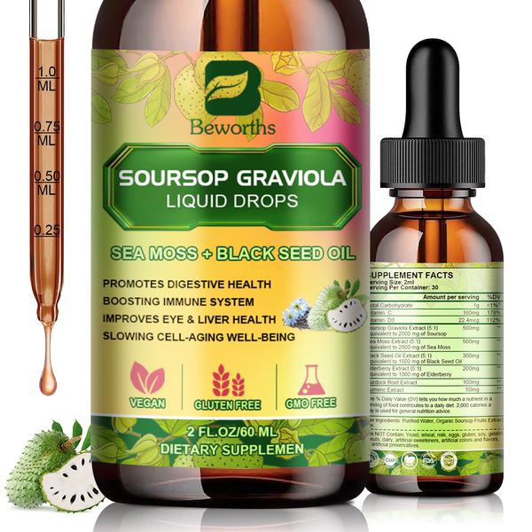 Soursop Graviola Liquid Drop for Cell Support & Regeneration, Immune Boost