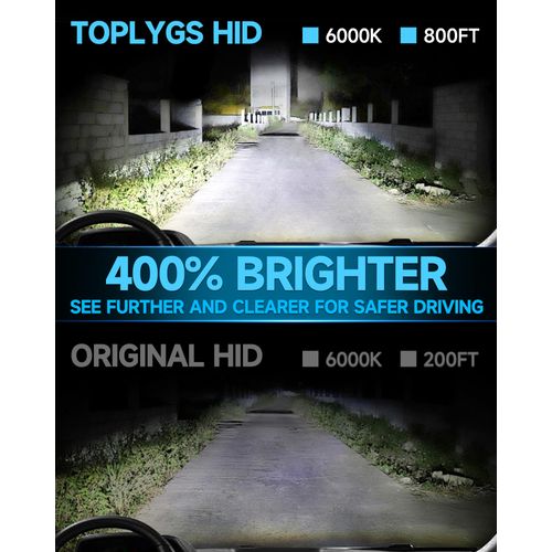 TOPLYGS D2S HID Xenon Headlight Bulb Fit for Lexus RX330 RX350 RX400H(Low Beam) 2004 2005 2006 2007 2008 2009 LS430 ES RX 330 2005 2006, 6000K Bright White, OEM High Low Beam Xenon Lights, Pack of 2