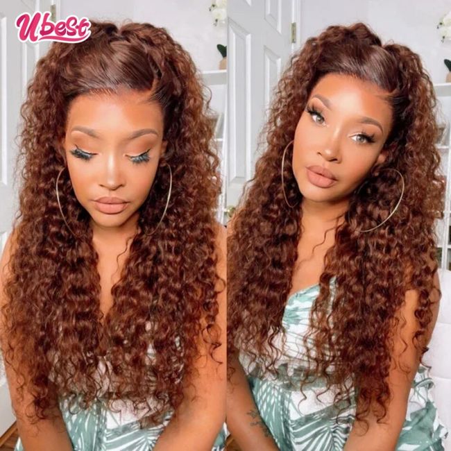 Water Wave 13x4 Lace Front Wig Omber Ginger Brown Colored Human Hair Lace  Frontal Wig Brazilian Virgin Human Hair