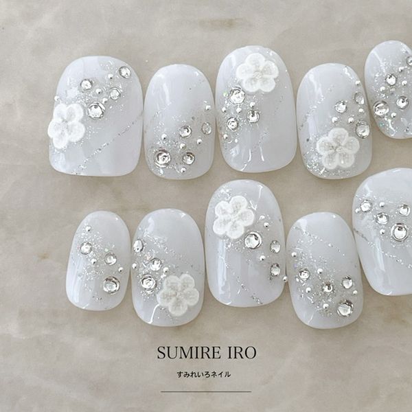 Nail Tip Bridal False Nails Design Cute Short Long Short Nails Small Nails Large Nails Berry Short Chibi Nails Wedding Wedding False Nails Gel Nails White Solid Flower