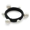 [Jewel Box] JewelVOX Hair Elastic Hair Accessory Women's Pearl Set of 3 Bundled Hair Black Adult