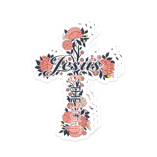 3PCS Jesus is The Light Christian Stickers – Floral Cross Waterproof Vinyl Decals for Bible, Laptop, Water Bottle, Car, and Faith-Based Gifts
