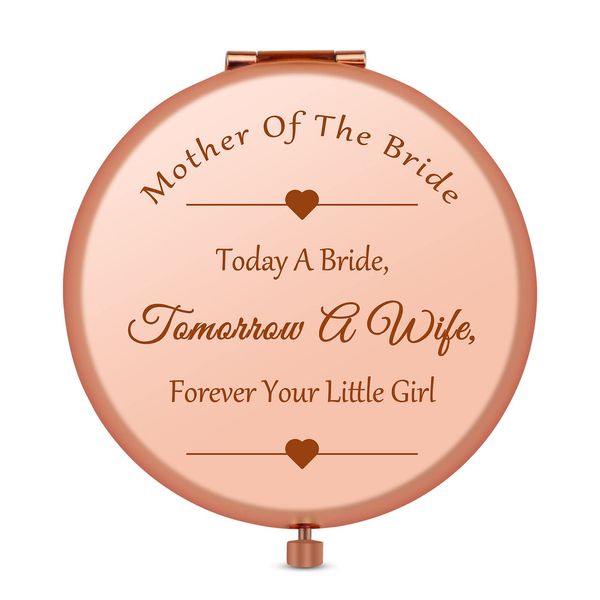 Jielahua Mother of The Bride Gifts Mother's Day Wedding Gifts Rose Gold Compact Mirror Engagement Proposal Gifts for Mother In Law and Brides Mom Bridal Shower Gifts Anniversary Wedding Gifts