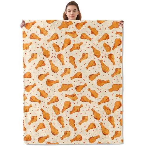 Kibue Fried Chicken Drumstick Blanket Warm & Cozy Flannel Throw - Soft Lightweight Plush Blankets for Travel, Sofa, Bedroom, Office, Home Decor - Gifts for Adults Kids Women 60"×50"