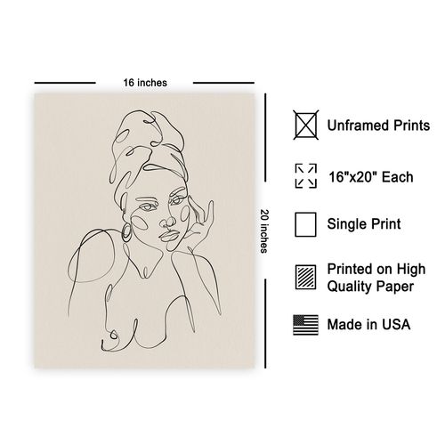 Poster Master Woman Poster - Lady Print - Female Art - Naked Art - Abstract Portrait Art - Line Art - Drawing Art - Sketch Art - Illustration Art - Bedroom or Bathroom Decor - 16x20 UNFRAMED Wall Art