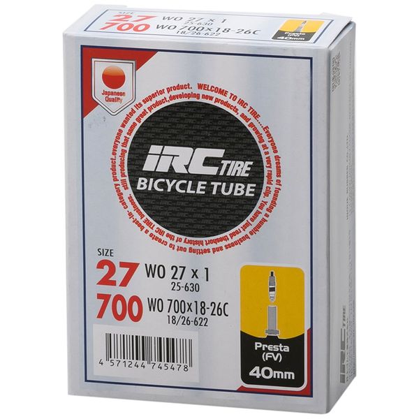 IRC TIRE Bicycle Tube WO 1.0 x 27.6 x 1.7 x 7.6 x 7.5 x 18C-26C Presta Valve 1.6 inches (40 mm) Removable Valve Core