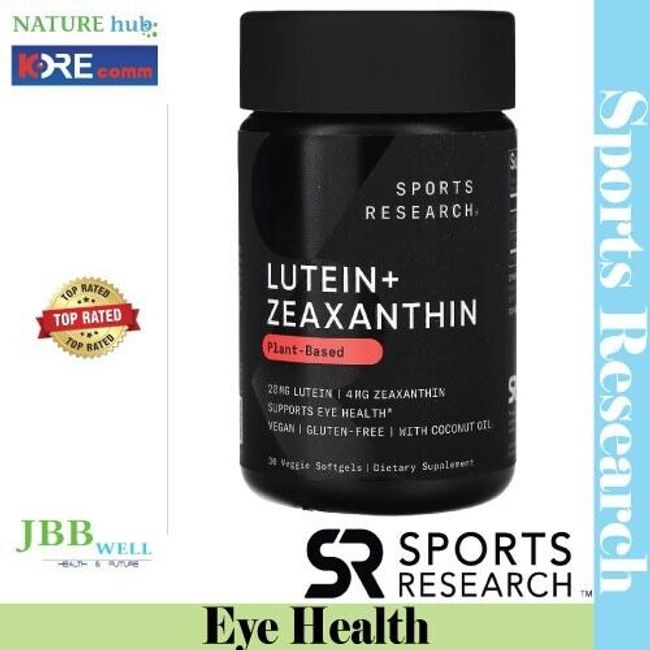 Sports Research, Lutein + Zeaxanthin, Plant-Based, 30 Veggie Softgels Exp. 06/25