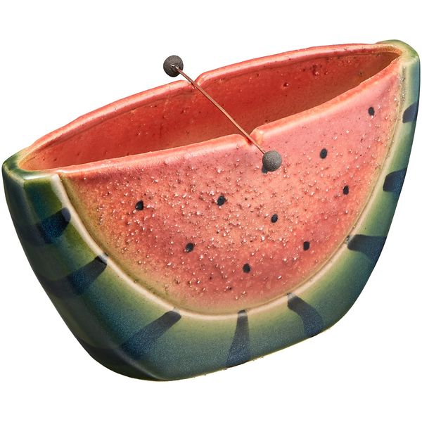 Shigaraki Ware MR-11-7207 Mosquito Repellent Incense, Watermelon, Mosquito Repellent Incense Holder, Stand, Height 3.5 inches (9 cm), Made in Japan