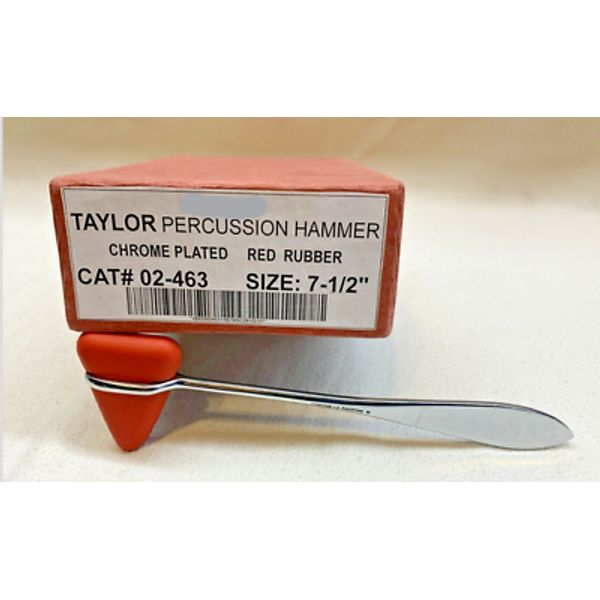 Taylor Percussion Neuro Reflex Hammer Solid Chrome Plated Handle Red Head 7.5 in