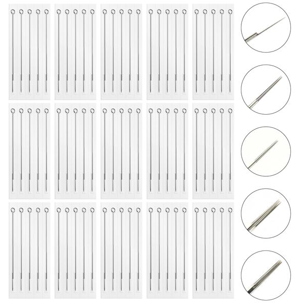 15 Pezzi Aghi Misti Sterili per Tatuaggio, Aghi per Pistole per Tatuaggio, Disposable Tattoo Needles, Aghi per Tatuaggio Sterili in Acciaio Inossidabile, Per Tatuaggi (5 Taglie 1RL/3RL/5RL/7RL/9RL)