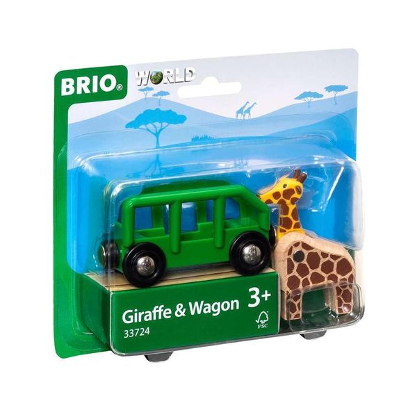 BRIO World - 33724 Giraffe and Wagon | 2 Piece Toy Train Accessory for Kids Ages 3 and Up, Green