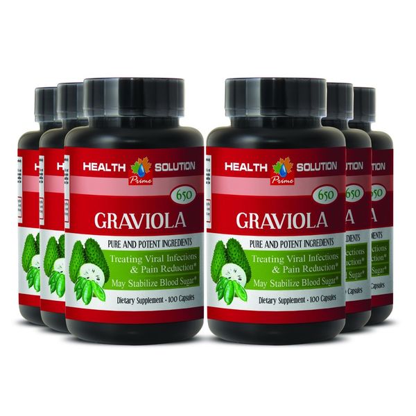 Lower Cholesterol - GRAVIOLA 650mg - Graviola Extract Capsules 6B