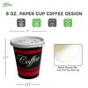 8oz Design Disposable Paper Hot Coffee Cups with White Flat Lids 25pcs