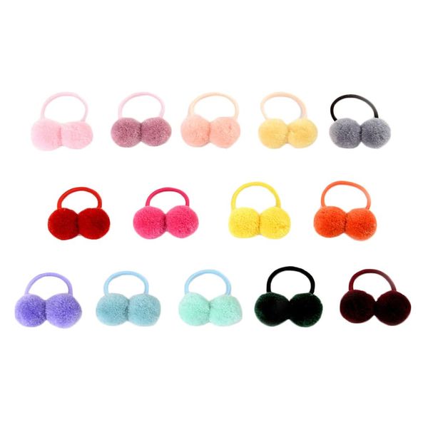 14PCS Girls Hair Bobbles Elastic Hair Rubber Bands Rope Tie Ball Pom Hair Ties Pompom Ball Elastic Hair Band Ponytail Holders for Child Toddlers Girls Kids Hair Accessories