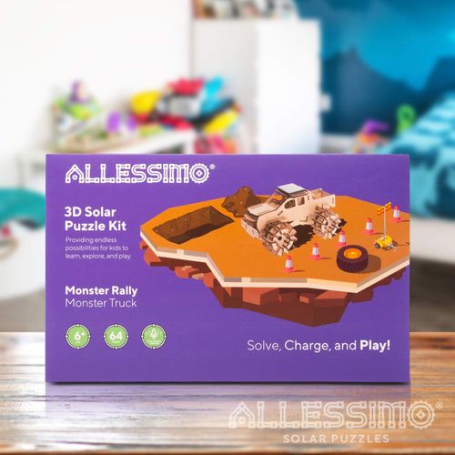 Allessimo - Solar 3D Solar Puzzle -Monster Truck Model Kit (64pcs), Powered DIY Assembly for Adults Kids, Ages 6+