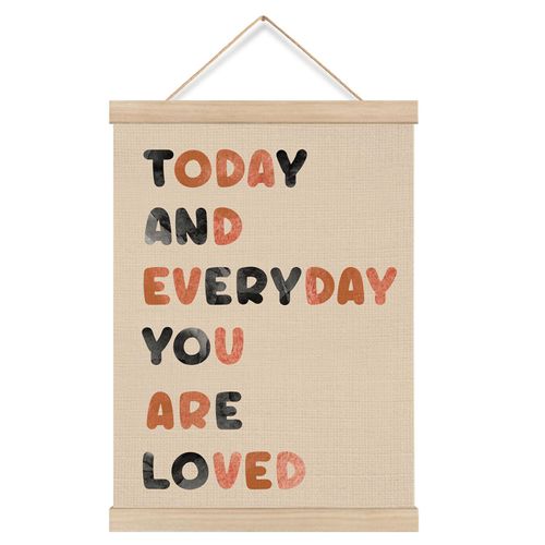KRHFG Beige Nursery Wall Art Poster Framed, Kids Room Decor, Today and Everyday You Are Loved Inspirational Hanging Canvas Prints Wall Decor for Kids Bedroom Nursery Playroom, 12x16 Inch
