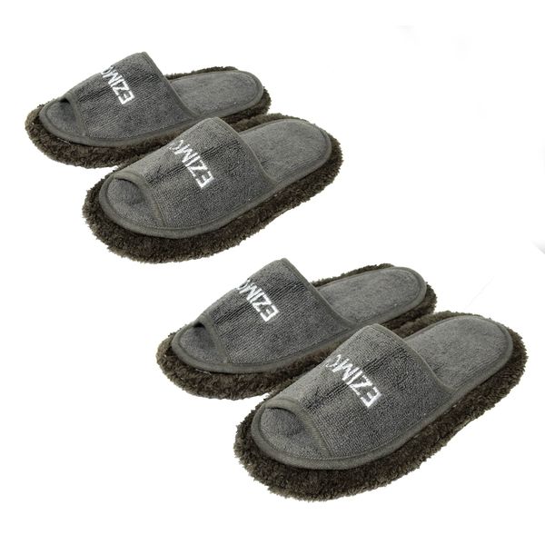 mop slippers for women women microfiber floor cleaning slippers soft and comfortable home slippers.., 2 pairs (grey*2)