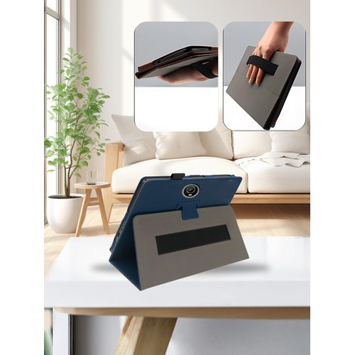 Case for COLORROOM C5 2024 New Android 14 11inch Tablet,Folding Stand Protective,BOVUGAC Case Cover with Pencil Holder,Wrist Strap,Full Protection,Premium PU,Scratch Resistant(Dark Blue)