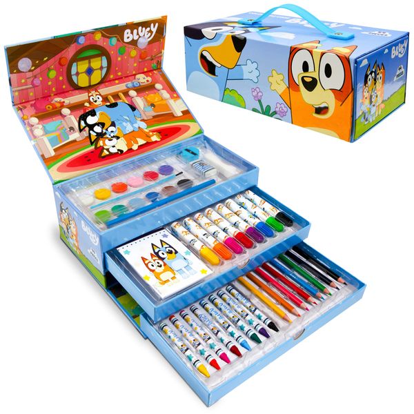 Bluey Kids Art Set 40 Plus Pieces Kids Colouring Sets Paints Colouring Pencils Crayons Art Supplies Gifts for Kids