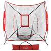 Portable Practice Net Baseball Softball 7x7' Bundle w/ Strike Zone & Training