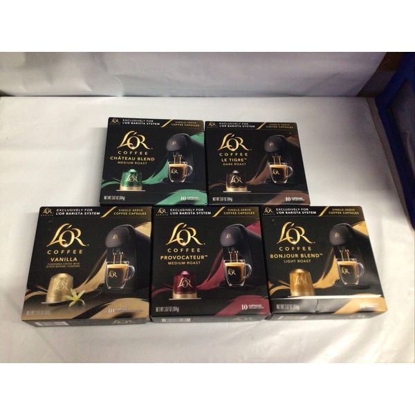 L'OR Barista Coffee Pods 50 Capsules Le Tigre Chateau Bonjour. Variety Pack