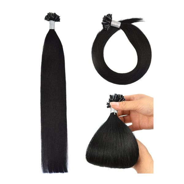 Extensions Echthaar Bondings U Tip Hair Extensions Echthaar Keratin Bondings Echthaar 40 cm Remy Echthaar Extensions Bondings (50g #1 Schwarz)