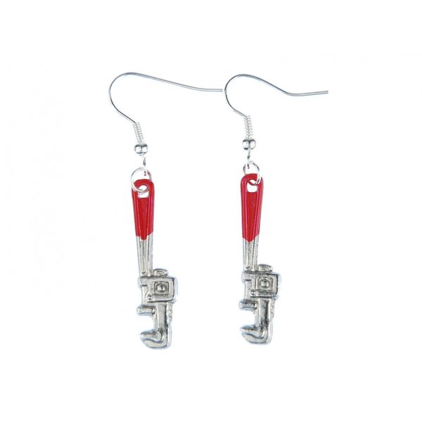 Pipe Wrench Spanner Pliers Earrings Miniblings Tool Craftsmen Workshop Silver