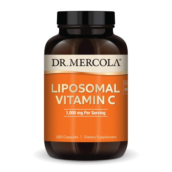 Dr. Mercola Liposomal Vitamin C, 1,000 mg per Serving, 90 Servings (180 Capsules), Dietary Supplement, Supports Immune Health, Non GMO, NSF Certified