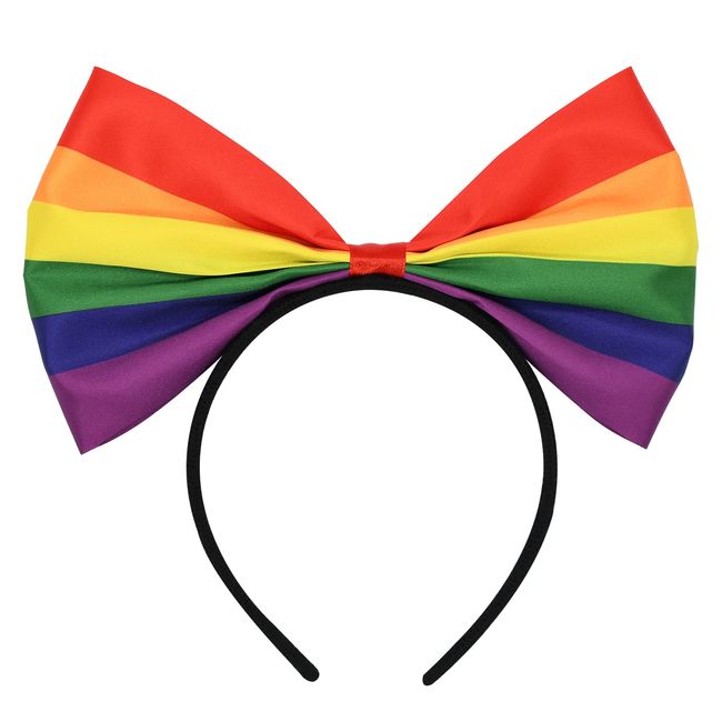 Rainbow Headband Bowknot Pride Head Bopper for Women, Pride Rainbow Hair Accessories