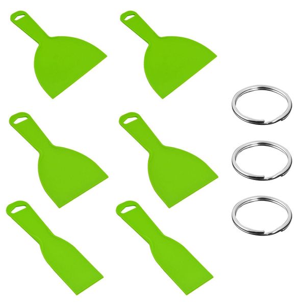 6 Pieces Green Scraper, 3 Pieces Key Ring, Multi-Function Plastic Scraper, DIY Caulk Scraper, Reusable Scraper, Art Wall Scraper Tool