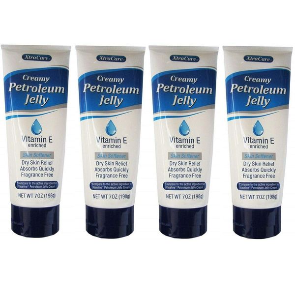 4 Xtra Care Creamy Petroleum Jelly Skin Moisturizer Vitamin E Enriched 7 oz each