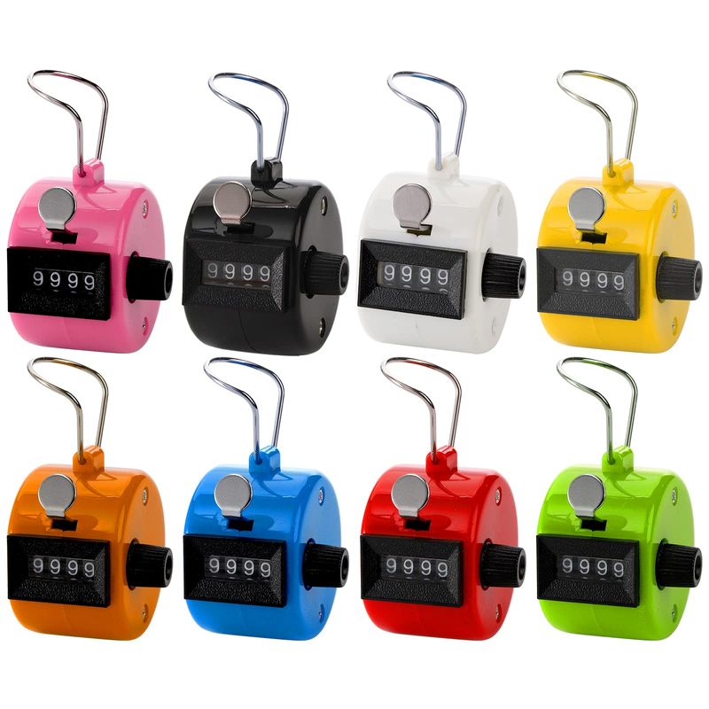 Tebery Pack of 8 Color Hand Tally Counter 4 Digit Mechanical Palm Click ...