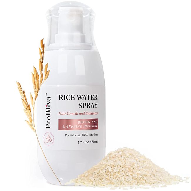 Rice Water Hair Growth Treatment Infused with Biotin Caffeine for Thinning Hair and Hair Loss - with Castor Oil Rosemary Oil, Hair Growth and Enhancer 1.7 Fl. oz