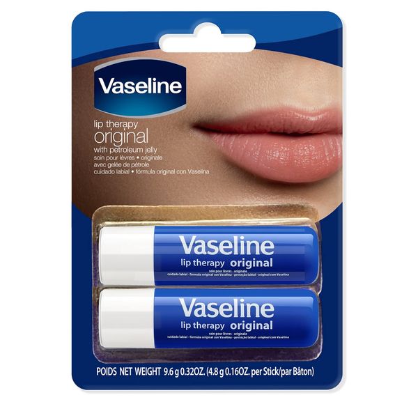 Vaseline Lip Therapy Stick Original with Petroleum Jelly for Soft Smooth Lips | Intensive Lip Repair Treatment 4.8g (2 Pack)