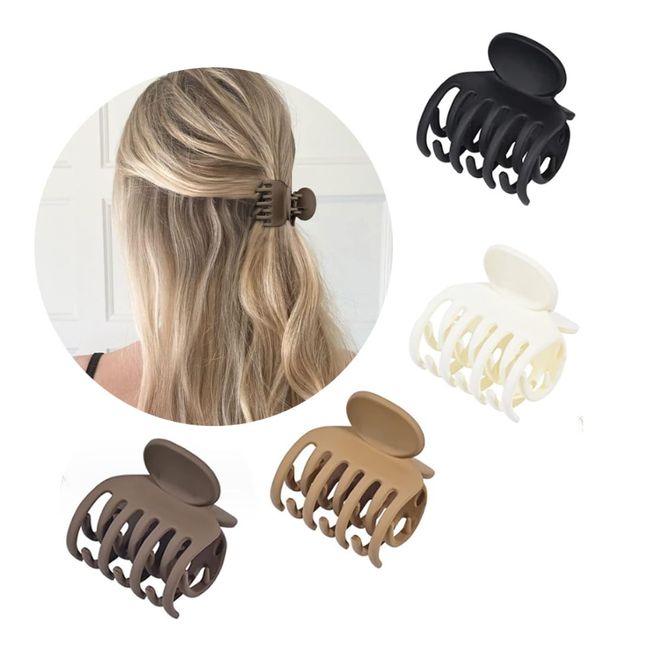 SINLOV 4pcs Small Matte Hair Claw Clips Strong Non-slip Clip Thin Thick Hair Clip Vintage Hair Claws Accessories for Women Thick Hair and Thin Hair