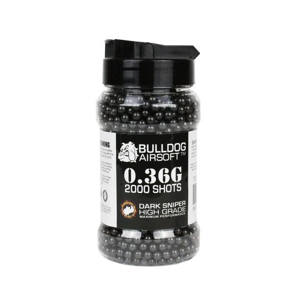 Bulldog AIRSOFT 0.36G 2000 DARK SNIPER BLACK HIGH GRADE BB PELLETS BULLETS