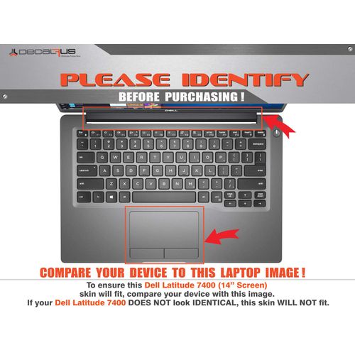Decalrus - Protective Decal for Dell Latitude 14 7400 (14" Screen) Laptop Black Texture Brushed Aluminum Skin case Cover wrap BADelllatitude7400STNDBlack
