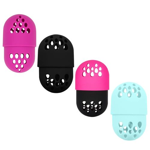 4 Pieces Makeup Sponge Holder, Silicone Beauty Blender Holder for Travel, Beauty Egg Storage Box, Makeup Face Sponge Holder, Cosmetic Powder Puff Protective Container (B)