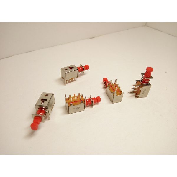 5X Pack Maintained 6 Pins 8 w/Legs Push Button Power Switch Red Reset KXW Lock
