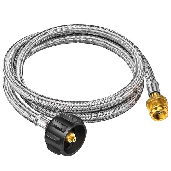 Alloxity 5FT Propane Hose Adapter 1lb to 20lb, Propane Adapter Hose, Propane Tank Hose Fit for Webber Q Grill/Black Stone Griddle/Coleman Camping Stove/Buddy Heater