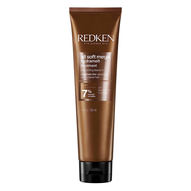 REDKEN All Soft Mega Hydramelt, Leave In Cream, Infused with Aloe Vera, For Severely Dry, Coarse Hair, Hydrates, Softens & Improves Manageability, 150 ml