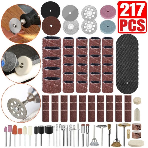 217Pcs Rotary Tool Accessories Kit Cutting Grinder Polishing Sanding for Dremel