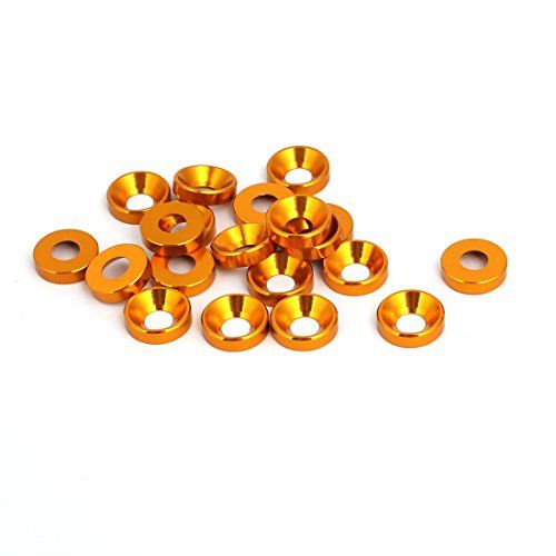 uxcell Fender Washers Aluminum M4 Cup Head Gold Tone Pack of 20