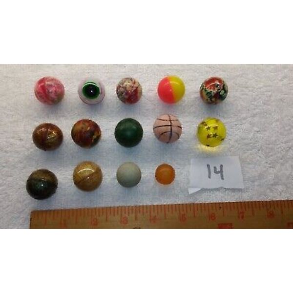 14 old vintage ball game toy shot super rubber bouncy balls