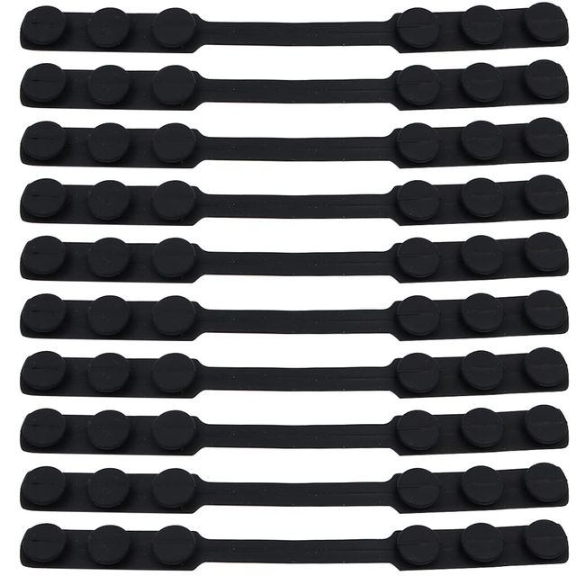 Hsthe Sea 10 Pack Silicone Mask Extension Straps Adjustable Mask Attachment Buckle Relieves Pressure and Pain Black