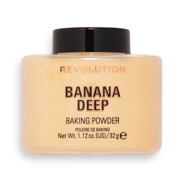 Makeup Revolution, Loose Baking Powder, Verlängert die Haltbarkeit des Makeups, Makeup Setting Powder, Banana Deep, Für mittlere bis dunkle Hauttöne, 32g