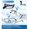 Hubeye Ultra Thin Folding Reading Glasses for Men 2 Pack Blue Light Blocking Compact Computer Foldable Readers Pocket Portable Sturdy Frame With Case +1.5