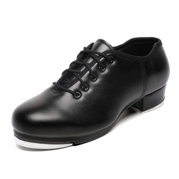 Mens Lace Up Black Tap Shoes Leather Oxford Dance Shoe （12.5 / Black