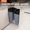 VEVOR Double Pullout Waste Container Kitchen Trash Can 70L with Soft Close Grey